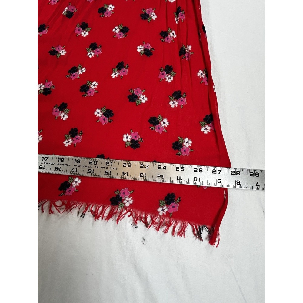 NEW Loft Springtime Floral Red Scarf 28" x 72" Fringe Lightweight - Picture 4 of 5